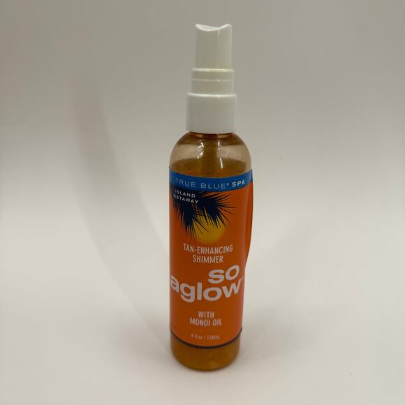 True Blue Spa So Aglow 4oz Tan-Enhancing Shimmer Monoi Used Rare Bath Body Works - Picture 13 of 13